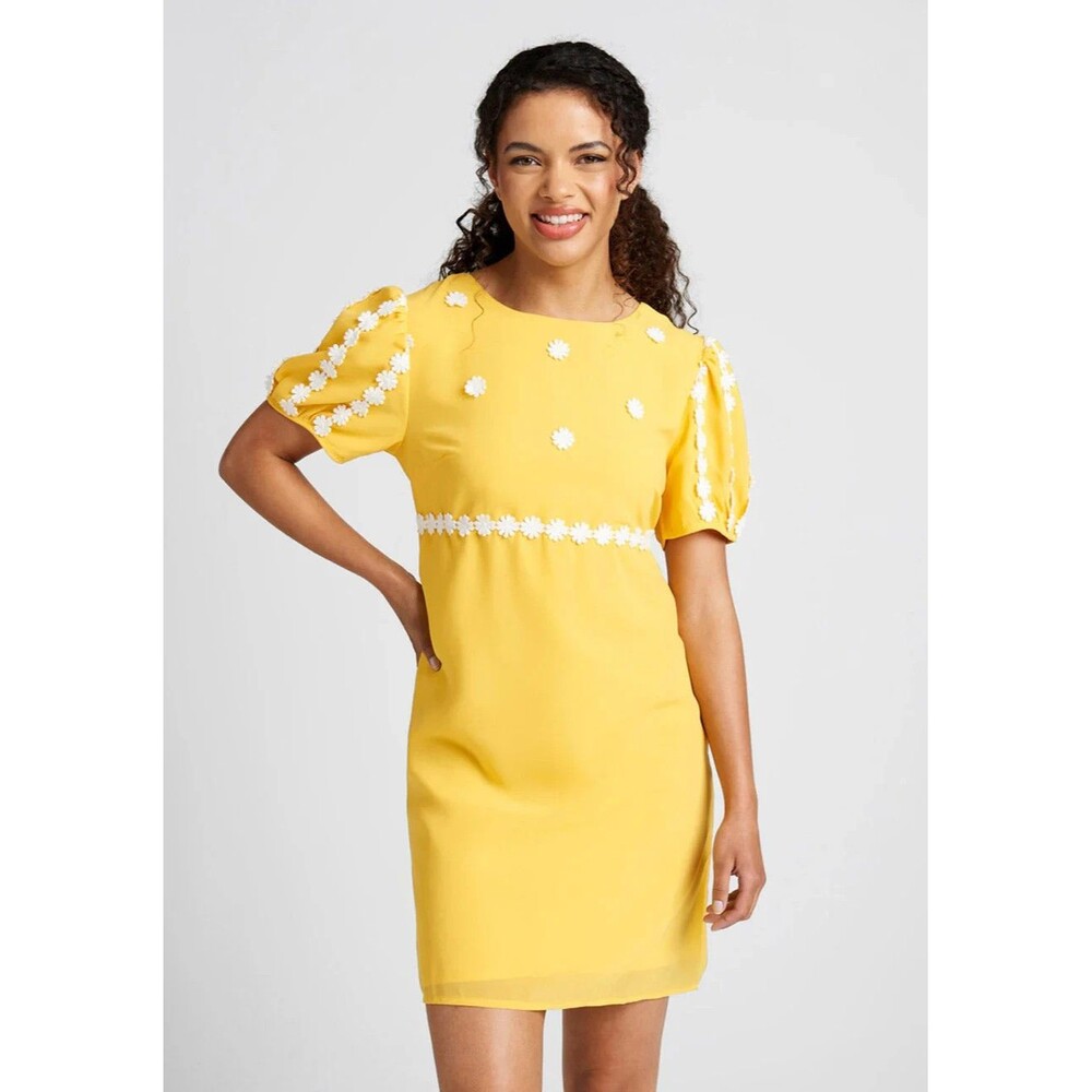 Modcloth How Sweet It Is Shift Dress Sunny Yellow Dress 6   70s Retro Mini NWT